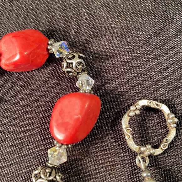 Sterling & Swarovski Red Jasper Bracelet - Picture 2 of 6